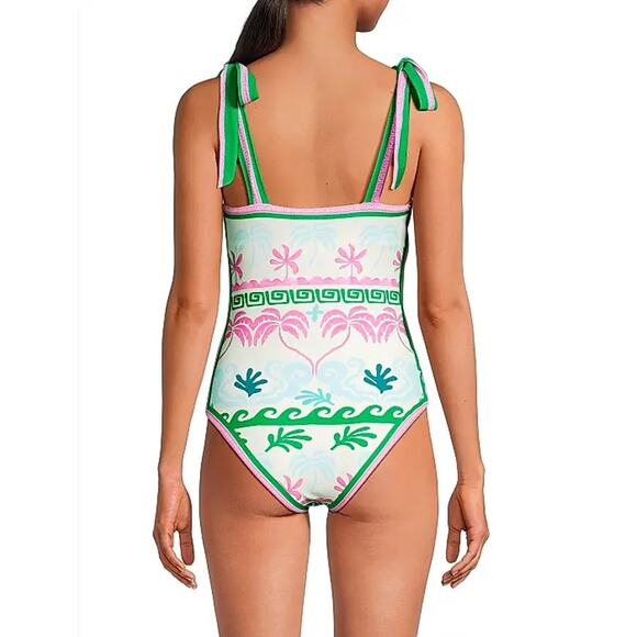 BEACH RIOT Women's Shona One Piece Swimsuit Small White Tropical Palm Print NWT - Picture 4 of 15